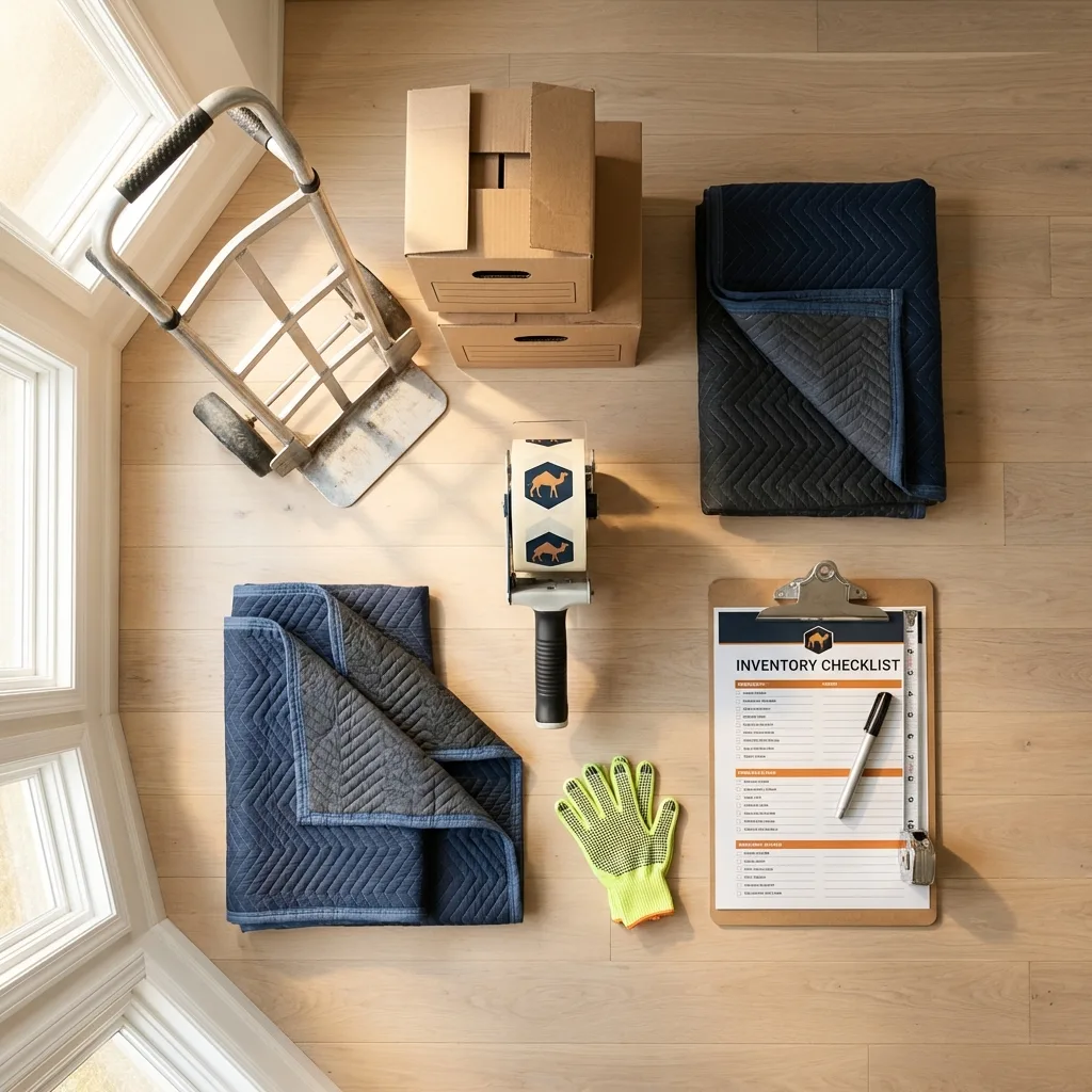 Professional moving supplies and packing materials layout for Chapman residential relocations